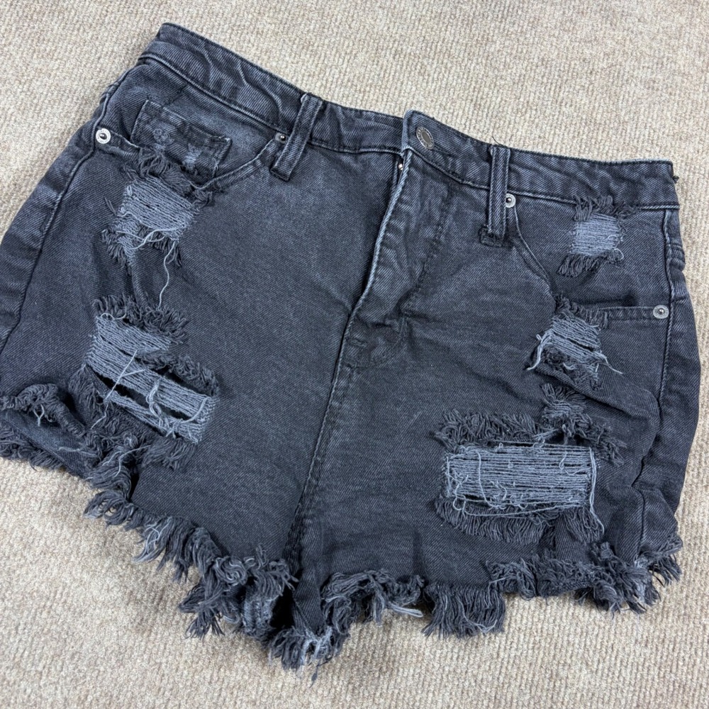 Mossimo Supply Co Womens High Rise Distressed Denim Shorts Black Size 8/29
